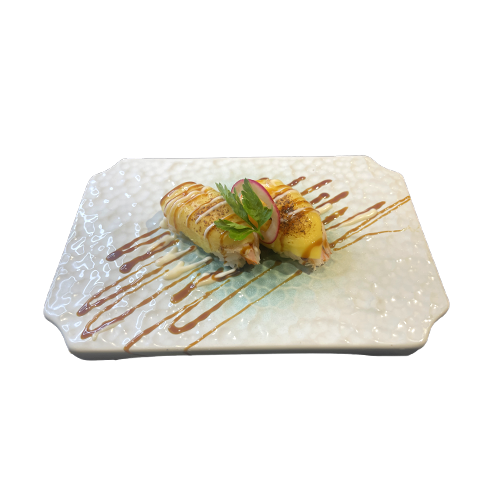 Nigiri de llangostí amb formatge flambejat