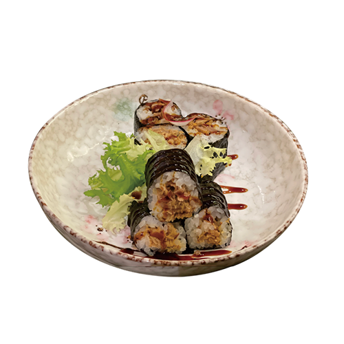 Maki de tunyina flambejat amb salsa teriyaki